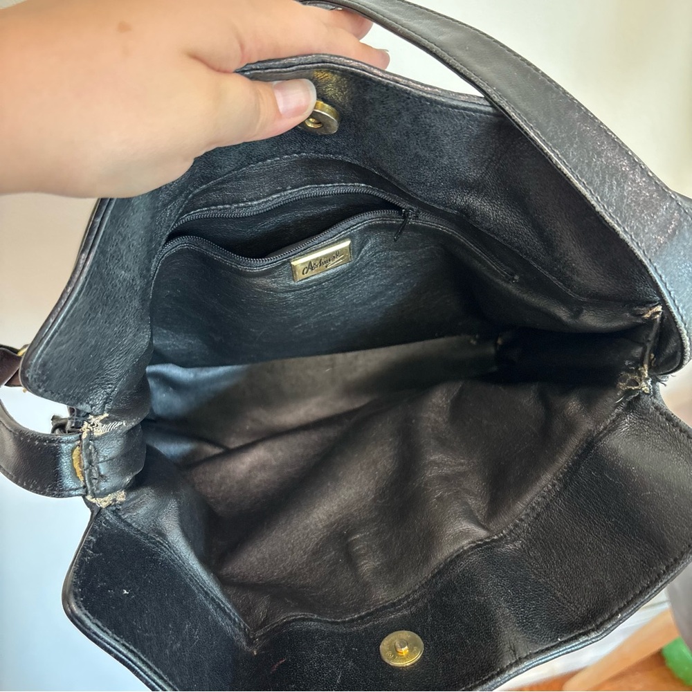 Ashneil vintage leather bucket bag purse woven black - Picture 4 of 10
